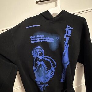 Aelfric Eden Black Hoodie with Blue Graphic